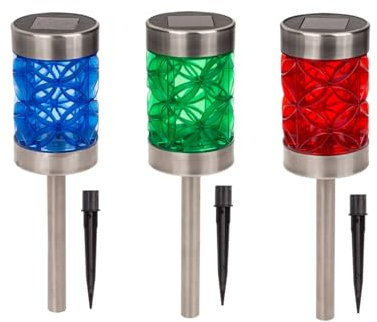 3er Set LED Garten Solar Lampen Mystic Star mit Erdspieß Solarlampen Terrasse Solarleuchten