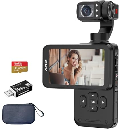 ORDRO M5 5K Video Camera, Vlogging Camera, 3-Axis Gimbal Stabilization, 5K 30fps /4K 60fps, Face Tracking, Night Vision Video Camera, 3.5inch Rotatable Screen Vlog Camera for YouTube
