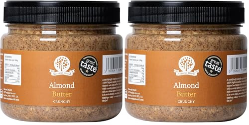 Nutural World - Crunchy Almond Nut Butter (1kg) Great Taste Award Winner - 100% Pure - single ingredient *** New Packaging *** (Pack of 2)