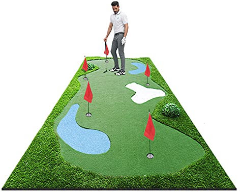 sjdoPulse Golf Putting Mat Golf Putting Mat With Golf Clubs, Indoor & Outdoor Golf Green Mat For Home/Office/Patio, Artificial Grass Golf Mat,Style 2,1.5x3.5m