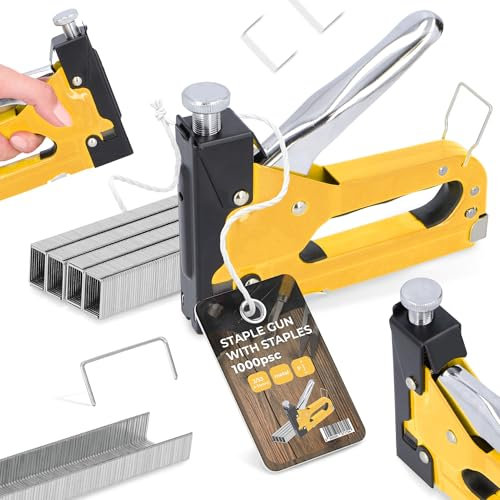 Agrafeuse Manuelle Pour Tapissier Et Construction 4-14 mm En Métal Polyvalent Pour Bois Et Carton Professionnelle Avec 1000x Agrafes Acier Inoxydable 6 mm 53A Durable Et Robuste