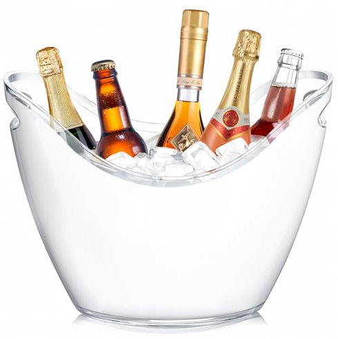 8L Seau à Glace de Champagne, Seaux à Glace Acrylique de Grande Capacité, Seau à Vin, Seau à Champagne, Conteneur de Stockage de Fruits et Légumes (white001)