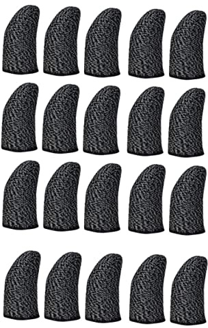 Mikikit 20 Atmungsaktive Gaming Fingerhüllen aus Nylon und Kupferfaser Schwarz Rutschfest und Schweißabweisend für Mobiles Spielen