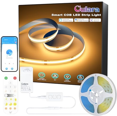 OULARA WIFI COB LED Streifen 10M Warmweiß 2700K,Dimmbares 24V LED Band Licht Set,Smart Funktioniert mit Alexa/Google Assistant für DIY Beleuchtung unter dem Schrank,Schlafzimmer,Küche