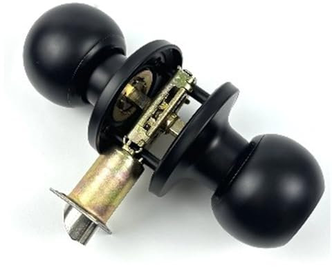 ZJchao Cerradura Redonda Negra para Dormitorio, Perilla de Puerta con Cerradura y Llave, Cerradura de Seguridad Interior/exterior, 3 Llaves, Cerradura de Entrada para Puertas de