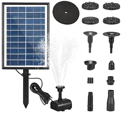 Solar Fountain Pump, Solar Water Fountain with 12 Nozzles, Solar Panel Kit, Garden Floating Solar Powered Water Feature Pump, Solar Pond Pump for Bird Bath, Pool, Patio, Water Cycling, Fish Tank (7W)