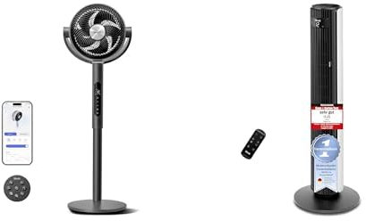 Levoit 20 dB Floor Fan with Intelligent Control via App and Alexa, 30 m, 2465 m³/h, 4 Modes Tower Fan 106 cm Larger Cooling Area, 4 Modes 12 Levels 12 Hours Timer, 23 W, 2-Step Installation