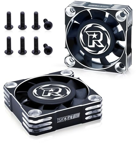 2Pack 40mm Motor Cooling Fan,16000RPM RC ESC Cooling Fan for 1/8 1/10 RC Car 540 550 Motor (Black Silver)