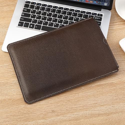 HC&WT Genuine Full-Grain Leather MacBook Sleeve Case, Universal Fit for MacBook Air/Pro & Slim Laptops, Convertible Mouse Pad, Scratch-Resistant (Dark brown,13inch)