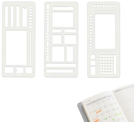 Evadollina Bullet Journal Zubehör, 3 Stück Journal Zubehör, Flexible Aufzeichnungsvorlage, Wiederverwendbare Planerschablonen Für Journaling, Kalender, Checklisten