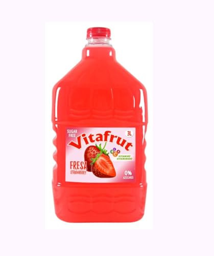 Erdbeer Vitamingetränk, Zuckerfrei, 3L Flasche, Mit Vitaminen Angereichert. PACK DE 2