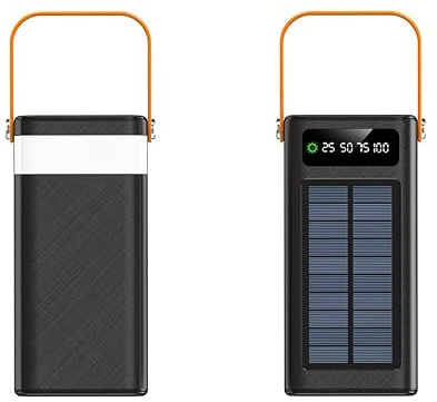 50000mAh Solar Power Bank with Built-in Charging Cable, Portable Fast Charger with USB and Type-C Ports, High Capacity Battery Pack for Phone, Laptop, Camping, Travel and Outdoor Use