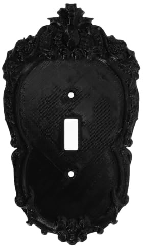 CTIRCHIU Pannello Interruttore Vintage Nero in Plastica con Intagli Decorativi, Finitura Opaca, Superficie Antigraffio e Antimpronta per Camera da Letto e Ingresso