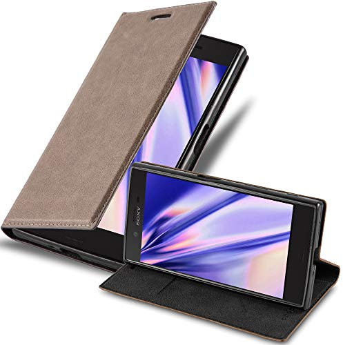 Cadorabo Hülle kompatibel mit Sony Xperia X COMPACT aus Premium Kunst Leder Flip Klappbare Stoßfeste Magnetische [Standfunktion] [Kartenfächern] Cover Hülle für Sony Xperia X COMPACT Tasche in Braun