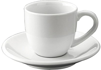 Kaffeetassen + Untertassen 90 Ml 5,5X4,5 Cm Weiss Porzellan - 6 Un.