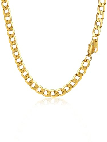PROSTEEL Halskette Herren Panzerkette Edelstahl Kette Damen Gliederkette Kubanische Edelstahlkette Schmuck Männer Kette 36 bis 76cm lang auswählbar, 4/6/9/13mm breit, in Silber/Schwarz/Gold