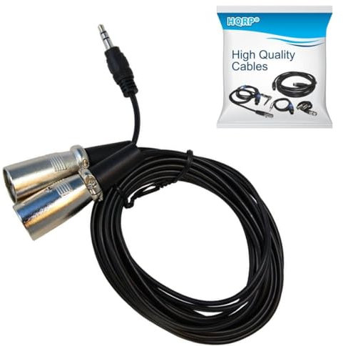 HQRP 1.8m 3.5mm (1/8) to Dual XLR Male Cable for KRK Rokit 5 G2s / HS50m's/JBL EON 5151XT / RCF ART sound system