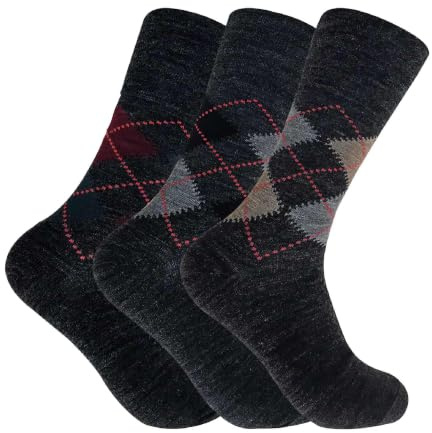 Sock Snob 3er pack herren warm argyle socken wollsocken ohne gummibund mit weitem bund