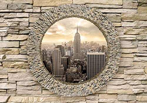 decomonkey Fototapete New York Stadt City 350x256 cm XL Tapete Wandbild Wandbild Bild Fototapeten Tapeten Wandtapete Wandtapete Steinwand Stein Fenster NY City