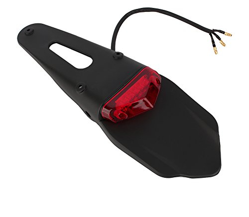 Motorcycle Rear Tail Light, Universal Motorcycle Tail Brake Light License Plate Tail Light Mudguard Rear with LED Tail Light for Motorbike ATV Dirt Bike