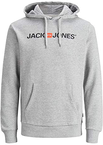 JACK & JONES Hoodie Corp - Pack of 2 Hooded Sweatshirt, Soft Inside, Regular Fit, Ribbed Cuffs, Brushed Fabric, Light Grey Melange (2779031), XXL