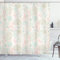 ABAKUHAUS Blumen Duschvorhang, Soft Toned Naturthema, mit 12 Ringe Set Stielvoll Modern Farbfest und Schimmel Resistent, 175x180 cm, Hellgrün Mintgrün Korallenrot