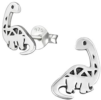 Laimons Kinder Mädchen-Ohrstecker Ohrringe Kinderschmuck Dinosaurier Dino Reptil Donnerechse 9mm oxidiert aus Sterling Silber 925