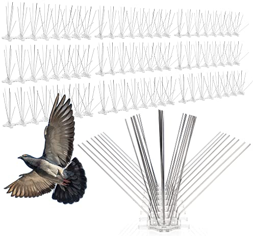 com-four® 3,2 Meter Premium Taubenabwehr Spikes 5-reihig, Edelstahl 304 Rostfrei und Langlebig, 10 x 32 cm fertig montiert, teilbar, Vogelabwehr, Vogelschreck, Taubenschutz