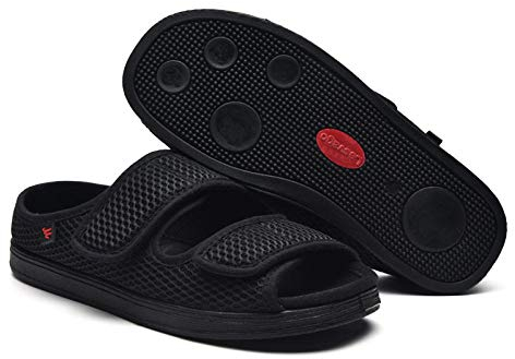 B/H Diabetiker-Schuhe,Fußbreite und Schwellung verstellbare Stoffschuhe, diabetische Fußschuhe-43_schwarz,Hausschuhe für zu Reha