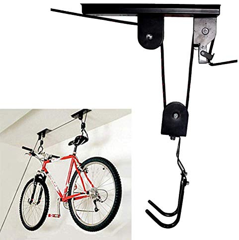 SLRMKK Fahrradlift, Hochleistungs-Decken-Mountainbike-Aufhänger Riemenscheibenhalter Fahrradaufhänger, für Garage Vertical Bike Holder Indoor Hanging System
