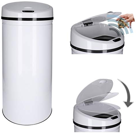 Automatischer Mülleimer mit Sensor 30-60 Liter - rostfreier Abfalleimer mit Bewegungssensor und Klemmring für Müllbeutel - automatisches Öffnen/Schließen, Soft-Close-Deckel, kontaktloses Entsorgen