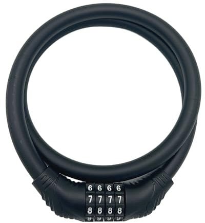 TIJAR Combination Bike Lock Cable, Heavy-Duty 4-Digit Resettable Code Lock | Anti-Theft Security with Alloy Core & Scratch-Proof Soft Plastic Cover | Water Proof Coating, Ideal for Bicycles & Gates