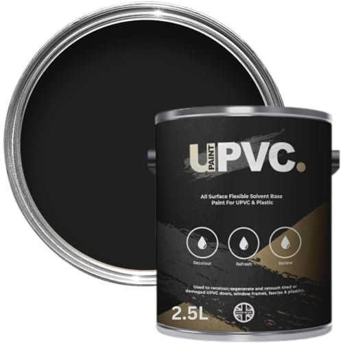 upaintpvc - All-In-Once UPVC Plastic Paint - Windows - Doors - Frames - Conservatories - Fascia - Downpipes - Guttering | Semi Matt Finish - 2.5 Litre (Black)