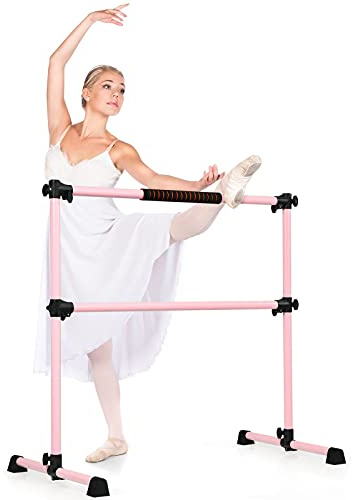 COSTWAY Barra de Ballet Independiente Móvil Altura Regulable Barra de Estiramiento Desmontable Barra de Ballet de Hierro Carga hasta 50 kg