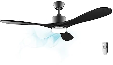 Cecotec Ventilador de Techo con Mando a Distancia, Temporizador y Luz LED EnergySilence Aero 5290 Stone Pro. 35 W, Motor DC, 52, 3 Aspas, 5 Velocidades, Función Invierno, Gris