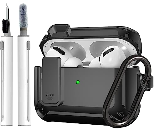 Fibuntun Schutzhülle für Apple Air Pod Wireless Pro (sicheres Schloss), stoßfeste AirPods Pro Hülle, coole iPod Pro Hülle entworfen für Apple Air Pod Wireless Pro Hüllen für Männer und Frauen, Schwarz