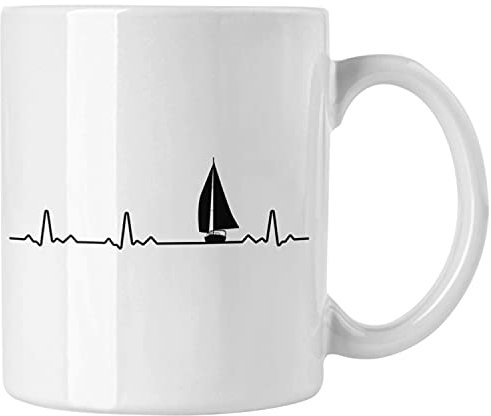 Trendation - Kapitän Herzschlag Tasse Geschenk Käptn Lustiger Spruch Bootsfahrer Sportboot Herren Segler Segeln Motoboot Lustig (Weiß)