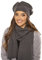 VIVISENCE Damen Baskenmütze Eleganter Wintermütze Und Schal Set Warm Kopfbedeckung Und Halsbedeckung An Winter Und Herbst Warm Dick, Winterset Für Frauen, Hergestellt In EU, Dunkelgrau