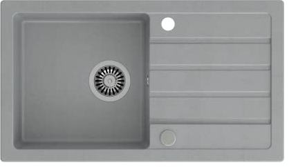 VBChome Spülbecken 77 x 44 cm Grau Spüle Einzelbecken Küche Einbauspüle Verbundspüle Küchenspüle gesprenkelt flächenbündig Siphon Waschbecken (Grau)