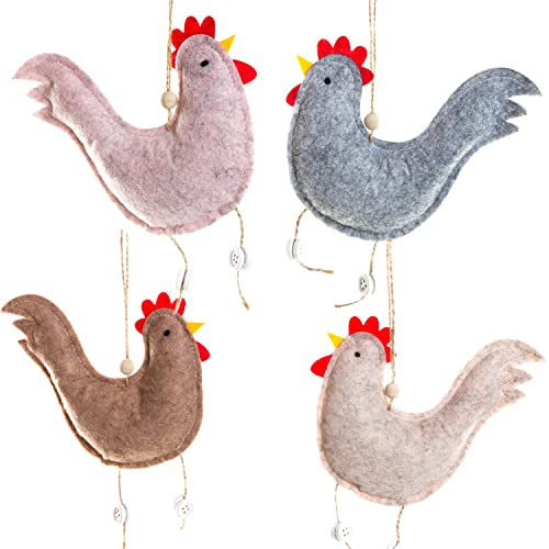 Logbuch-Verlag 4 Hühner zum Aufhängen Ostern Anhänger Osteranhänger aus Filz 14 cm rosa grau Natur