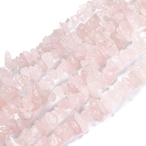 PandaHall 2 Strand Natural Rose Quartz Beads Irregular Chips Stone Beads Pink Gemstone Crystal Pieces Loose Spacer Beads for DIY Jewelry Making, 3~16x3~8mm