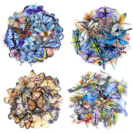 Andiker 160 Stück Scrapbooking Aufkleber, Transparente Naturthemen Pflanzen Aufkleber für DIY Handwerk Tagebuch Briefe Notizbuch und Kalender Dekoration (a)