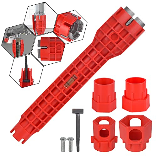 NEWANOVI (14-in-1) Wasserhahn und Spülbeckenschlüssel, Wasserhahn und Spülbecken-Installator, multifunktionaler Schraubenschlüssel Sanitärwerkzeug für WC-Schüssel, Bad, Küchen-Sanitär und mehr