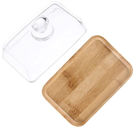 UPKOCH Fresh - Mantequera con tapa de madera y tapa transparente