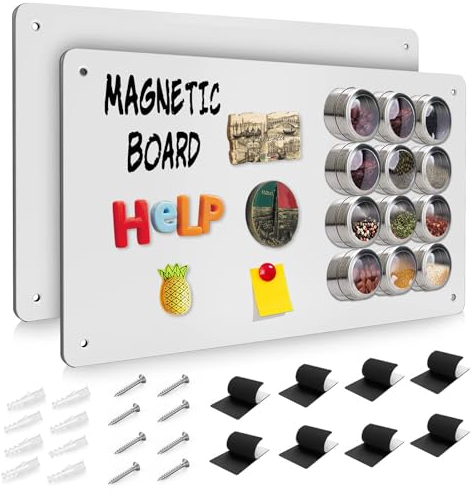 Raweao Large Magnet White Board for Fridge A3, Kids Magnetic Board for Wall, Magnetic Notice Boards for Home, Stick on Metal Magnet Board 30x43.5cm (White - 2Pack)
