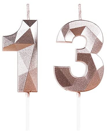 Yiran Geburtstagskerzen Zahlen 13, 5cm Roségold Geburtstagskerzen, Kerzen Geburtstag, Geburtstag Kerzen, Tortendeko Geburtstag, Kuchendeko Geburtstag, Geburtstagskerzen für Geburtstagsdeko, Nummer 13
