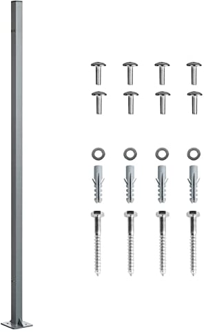 LARMNEE Standpfosten für Markisenkasten, Haltestange, Keine Wandmontage der Markise erforderlich, Einzel-Seitenmarkise mit Standpfosten geeignet, grau EBE01LZ02