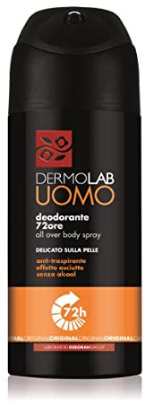 Dermolab Uomo Deodorant Spray 72H All Over Body Original Duft entfernt Gerüche und reguliert die Atmungsaktivität, 150 ml
