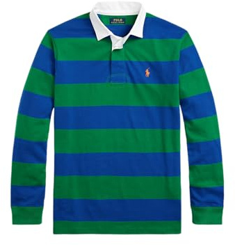 POLO RALPH LAUREN The Iconic Rugby-Shirt für Herren, Grün Blau Mu, Mittel