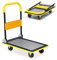 TANGZON Folding Push Cart Dolly, 150KG/200KG/300KG/400KG Rolling Flatbed Luggage Cart with 360° Swivel Wheels, Garage Warehouse Moving Platform Hand Push Truck(Yellow, 73 x 49 x 83cm, 150KG Capacity)